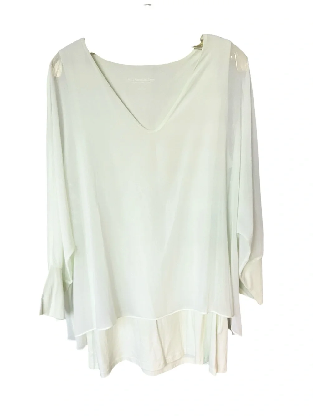 Soft Surroundings Chiffon Layered Blouse Boho Romantic Flowy Fairycore Size L